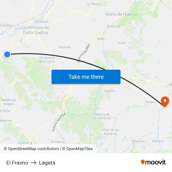 El Frasno to Lagata map