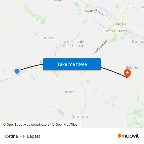 Cetina to Lagata map