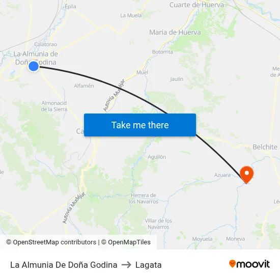 La Almunia De Doña Godina to Lagata map