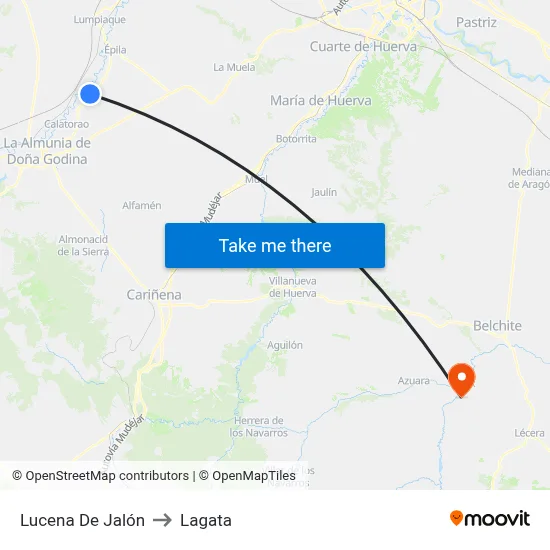 Lucena De Jalón to Lagata map