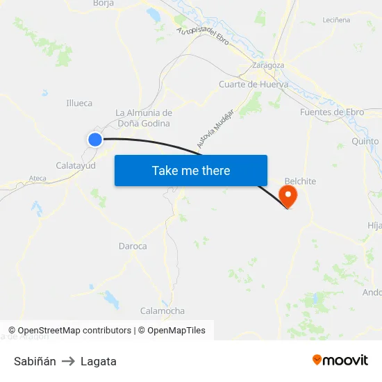 Sabiñán to Lagata map
