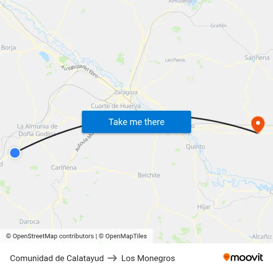 Comunidad de Calatayud to Los Monegros map