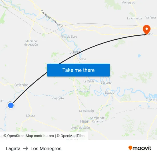 Lagata to Los Monegros map