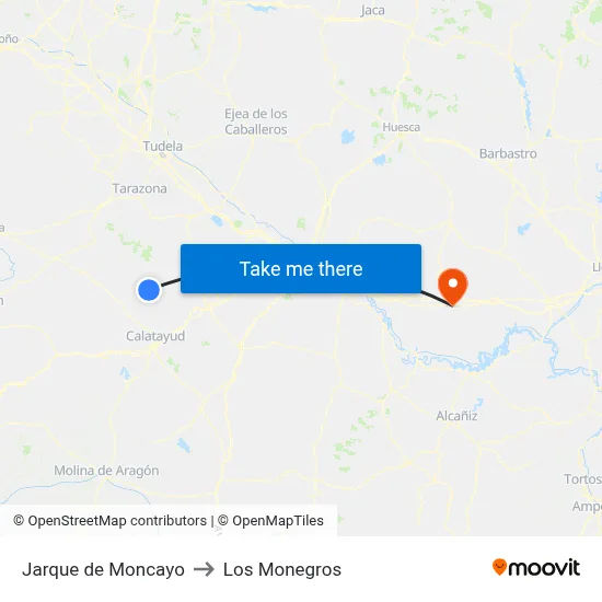 Jarque de Moncayo to Los Monegros map