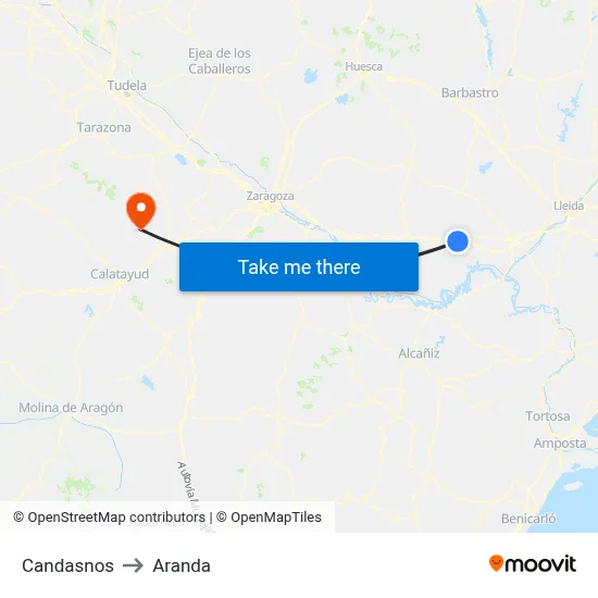 Candasnos to Aranda map