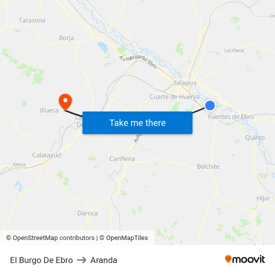El Burgo De Ebro to Aranda map
