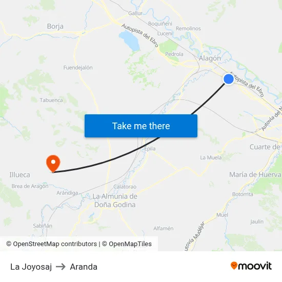 La Joyosaj to Aranda map