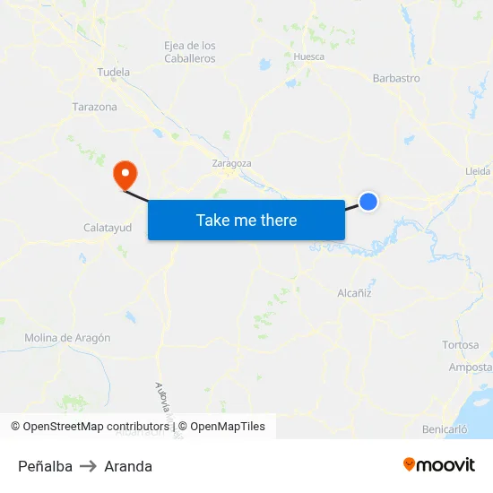 Peñalba to Aranda map