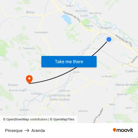 Pinseque to Aranda map