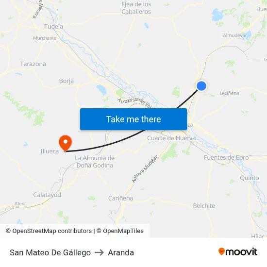 San Mateo De Gállego to Aranda map