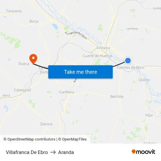 Villafranca De Ebro to Aranda map