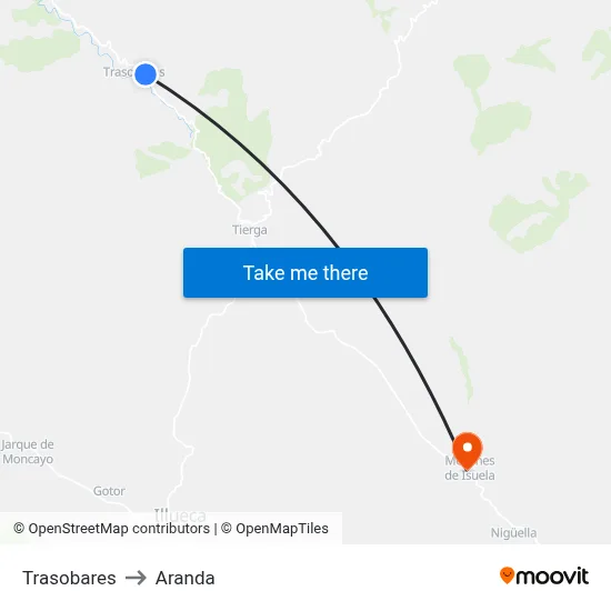 Trasobares to Aranda map