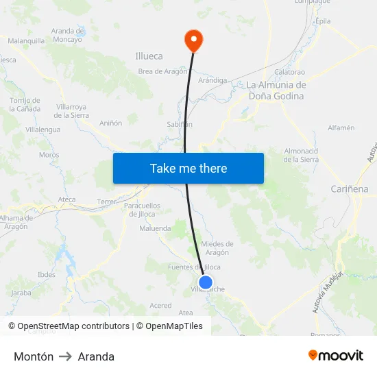 Montón to Aranda map