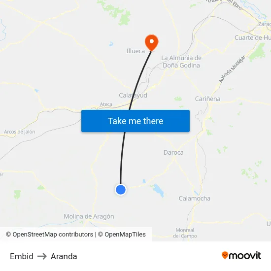 Embid to Aranda map