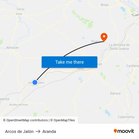 Arcos de Jalón to Aranda map