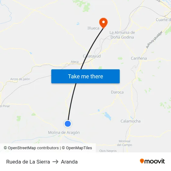 Rueda de La Sierra to Aranda map