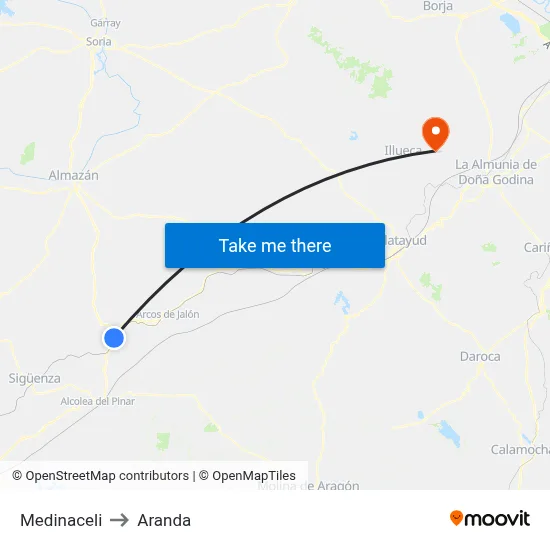 Medinaceli to Aranda map