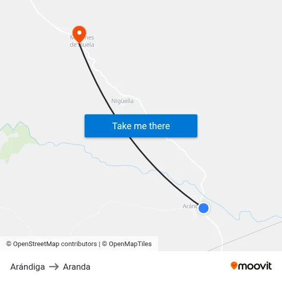 Arándiga to Aranda map