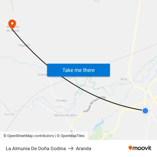 La Almunia De Doña Godina to Aranda map