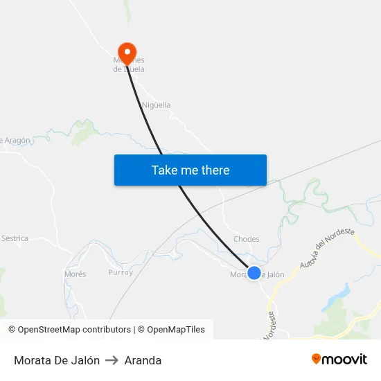 Morata De Jalón to Aranda map