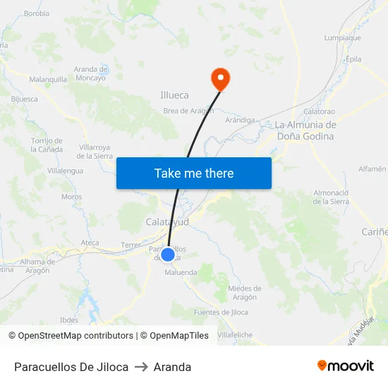 Paracuellos De Jiloca to Aranda map