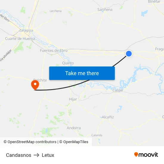 Candasnos to Letux map