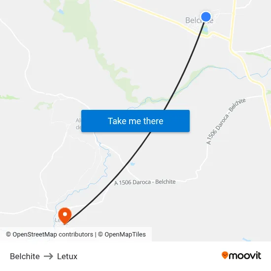Belchite to Letux map