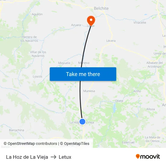 La Hoz de La Vieja to Letux map