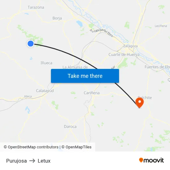 Purujosa to Letux map