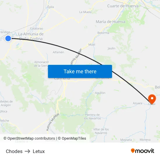 Chodes to Letux map