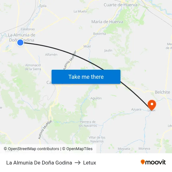 La Almunia De Doña Godina to Letux map