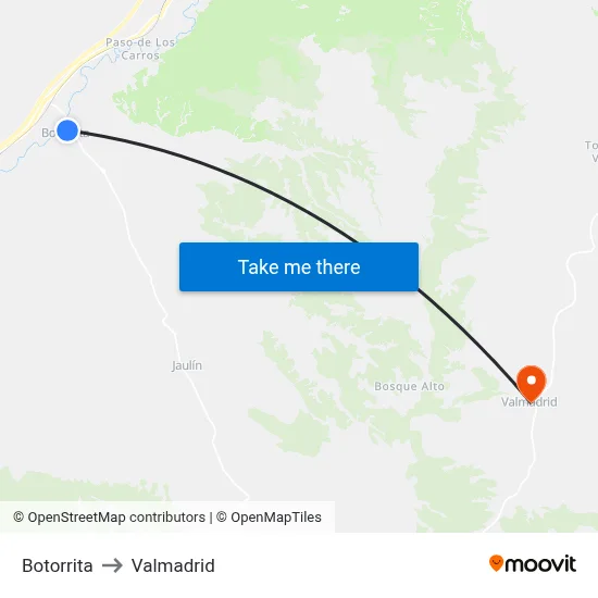 Botorrita to Valmadrid map