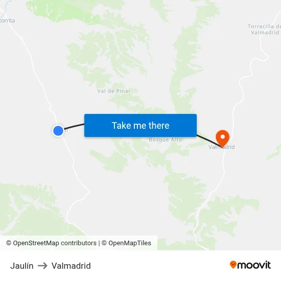 Jaulín to Valmadrid map