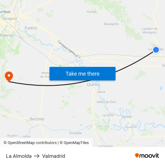 La Almolda to Valmadrid map