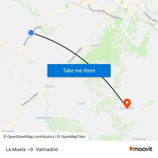 La Muela to Valmadrid map