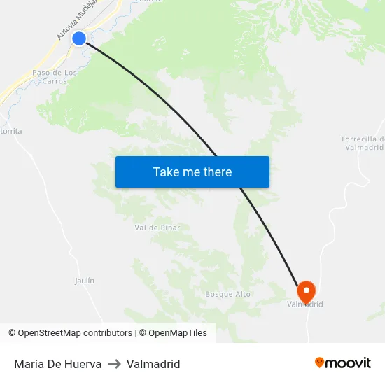 María De Huerva to Valmadrid map