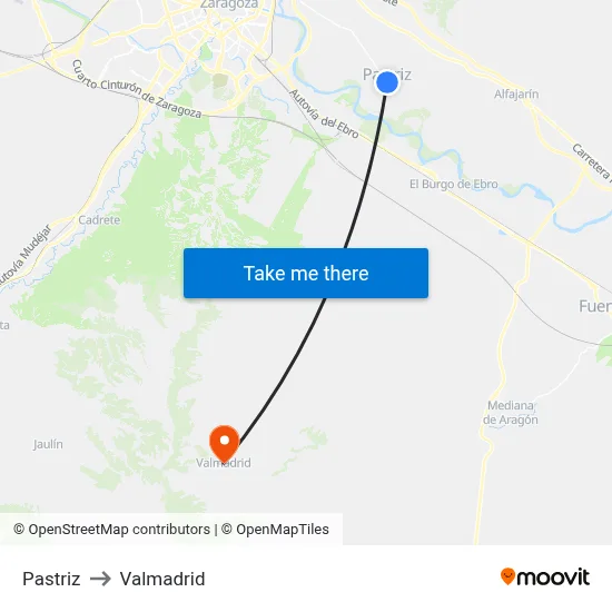 Pastriz to Valmadrid map