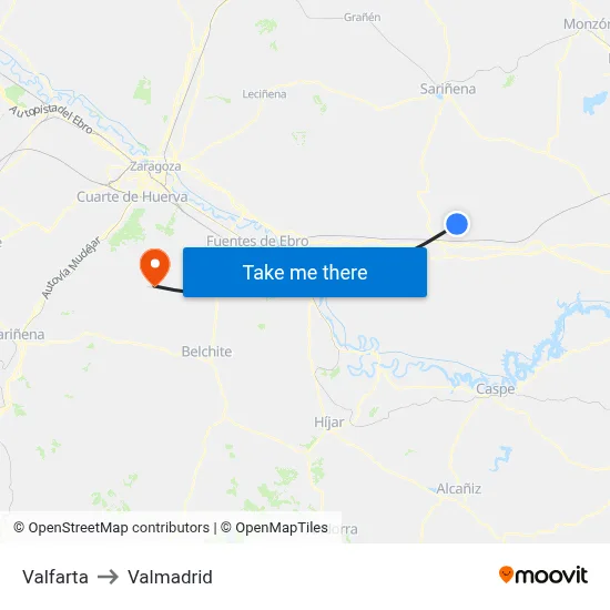 Valfarta to Valmadrid map