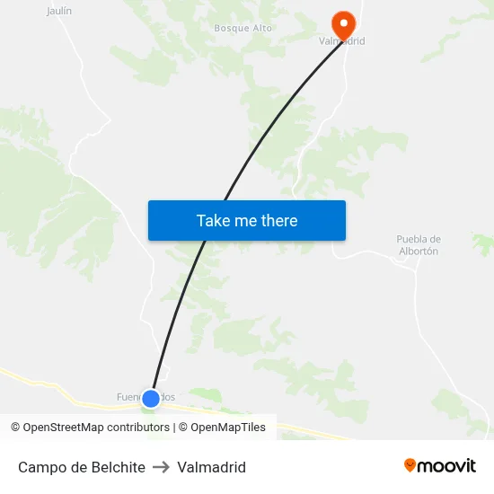 Campo de Belchite to Valmadrid map