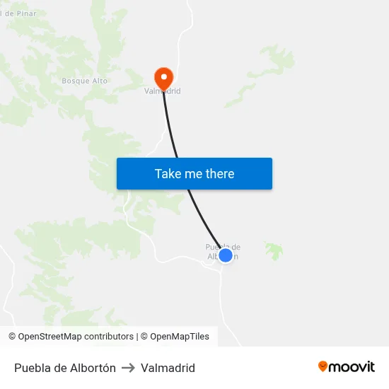 Puebla de Albortón to Valmadrid map
