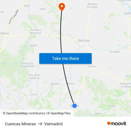 Cuencas Mineras to Valmadrid map