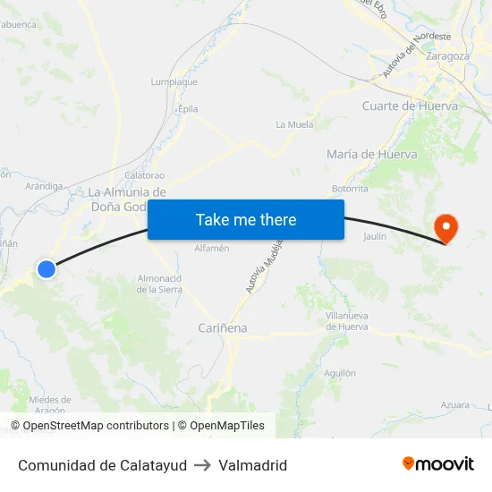 Comunidad de Calatayud to Valmadrid map