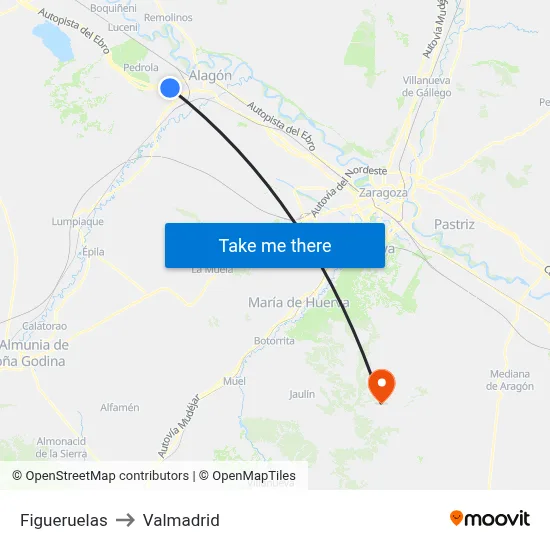 Figueruelas to Valmadrid map