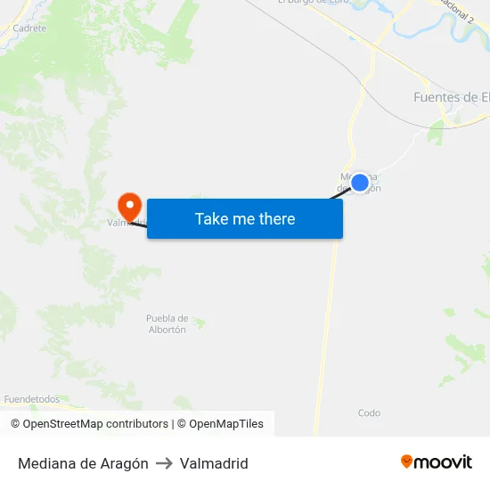 Mediana de Aragón to Valmadrid map