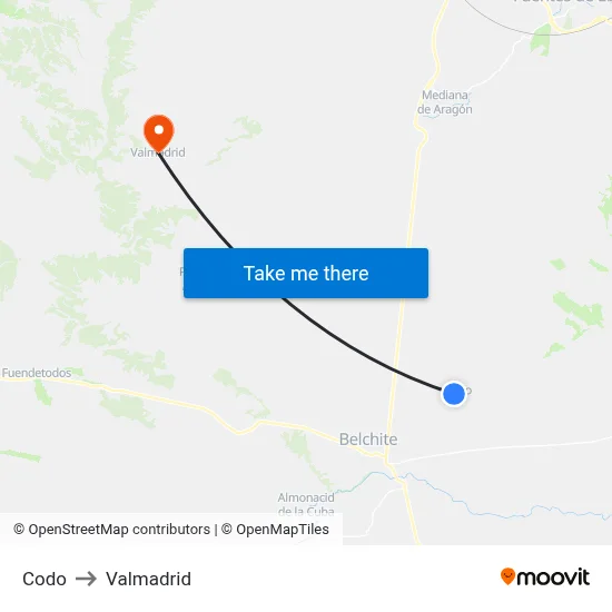 Codo to Valmadrid map
