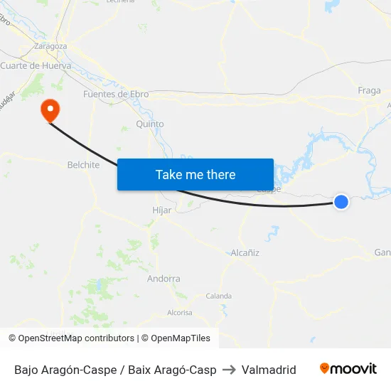 Bajo Aragón-Caspe / Baix Aragó-Casp to Valmadrid map