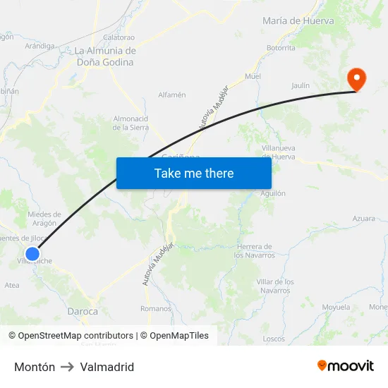 Montón to Valmadrid map