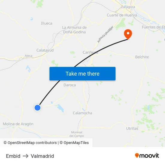 Embid to Valmadrid map