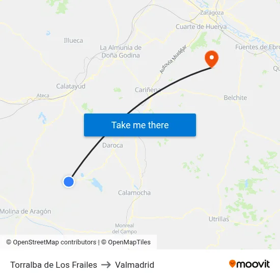 Torralba de Los Frailes to Valmadrid map