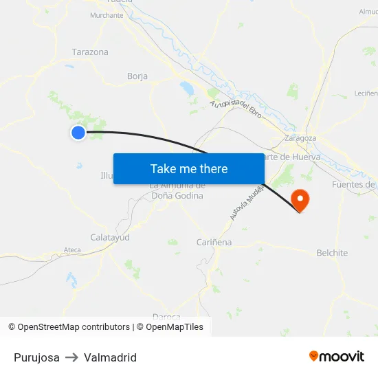Purujosa to Valmadrid map